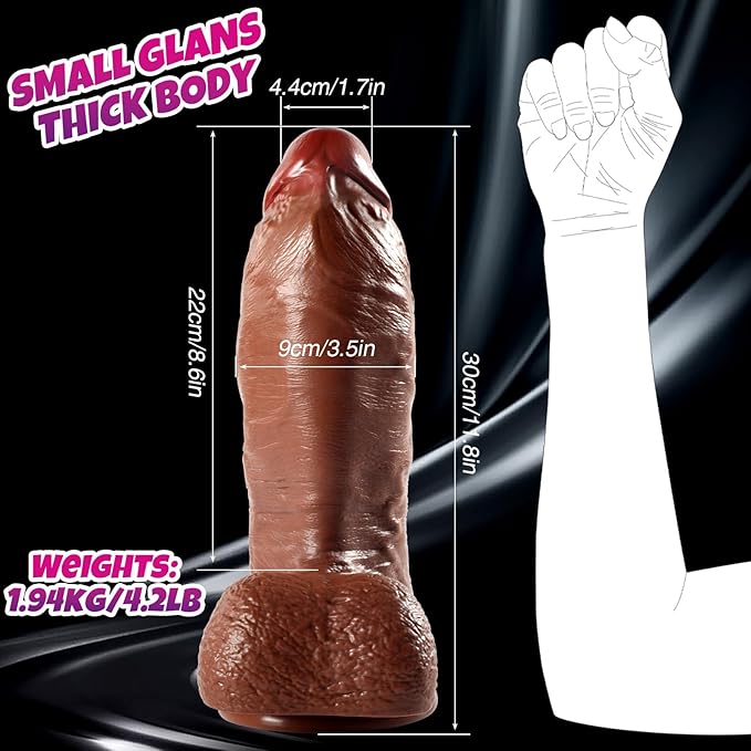 11.8 Inch Huge Giant Dildo Realistic,3.5 '' Diameter Thick Dildo Brown with Strong Suction Cup, BBC Adult Toys & Games for Men Women Gay - Image 4