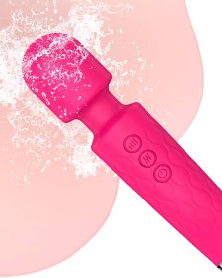 Vibrator Wand,Adult Sex Toy Wand, G Spot Dildo, Clit Vibrator, Sex Vibrators,Clitoris Stimulation,with 8 Speeds & 20 Patterns,Fully Waterproof,Vibrating Wand for her Pleasure (Rose Red)