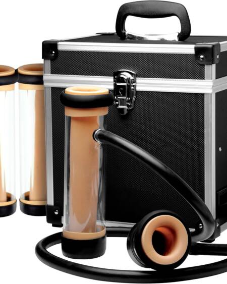 LoveBotz The Super Milker Deluxe Automatic Stroker Machine | 4 Interchangeable Cylinders with Rubber Seals & Textures | Hands-Free Suction | Discreet Locking Storage | Multi-Speed Dial