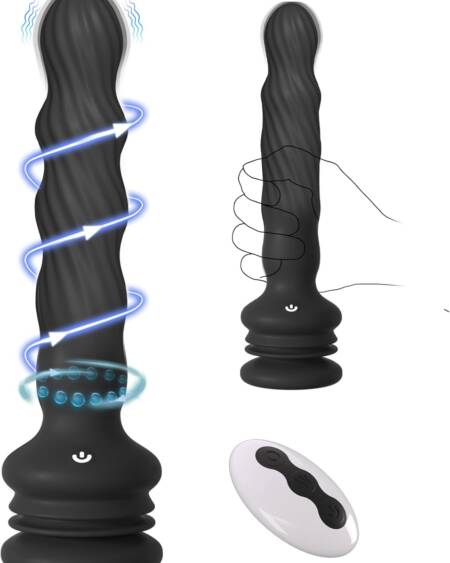 Anal Male Adult Sex Toys – Wriggling Rotating Vibrating Prostate Massager Anal Butt Plug Sex Toy for Men Women Couples, Porinda Remote Control Anal Dildo Vibrator with Suction Cup, 7 Modes Anal Beads