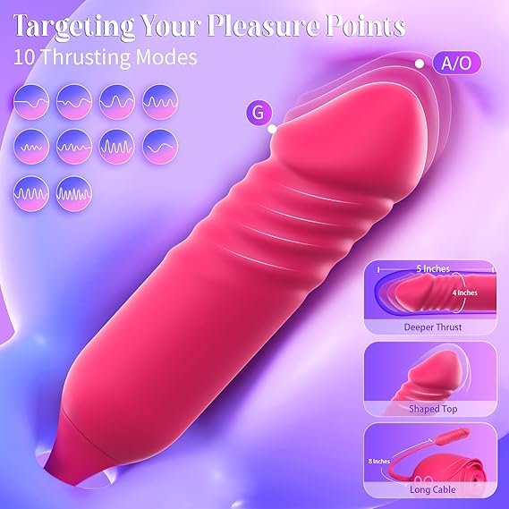 Vibrator Dildo Sex Toys for Women - MOOLIGIRL Rose Sex Toy with Thrusting G Spot Vibrators - Image 5