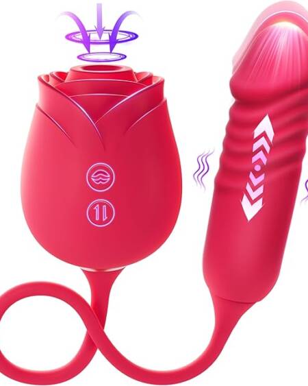 Vibrator Dildo Sex Toys for Women – MOOLIGIRL Rose Sex Toy with Thrusting G Spot Vibrators