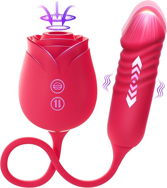 Vibrator Dildo Sex Toys for Women - MOOLIGIRL Rose Sex Toy with Thrusting G Spot Vibrators