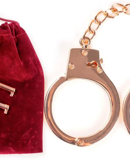HISET Metal Handcuffs with Two Skull Keys – Prop Toy Handcuffs (Rose Gold)