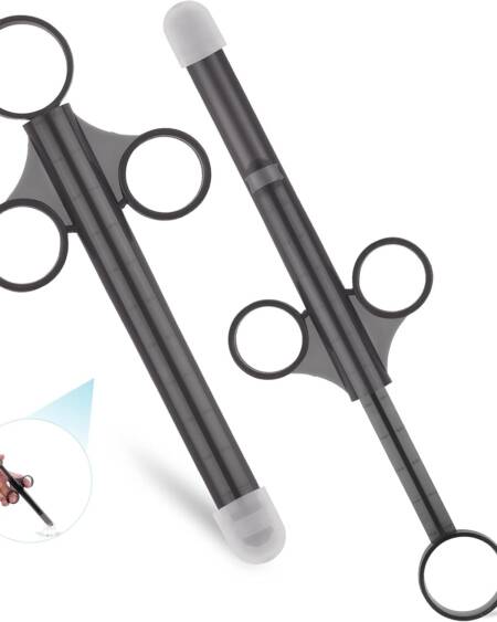 Lube Applicator Syringes, Lubricant Tube Shooter with Smooth Rounded Cap for Men, Women & Couples, Reusable, Easy Use & Clean [10ml Scales][Gray & Gray]