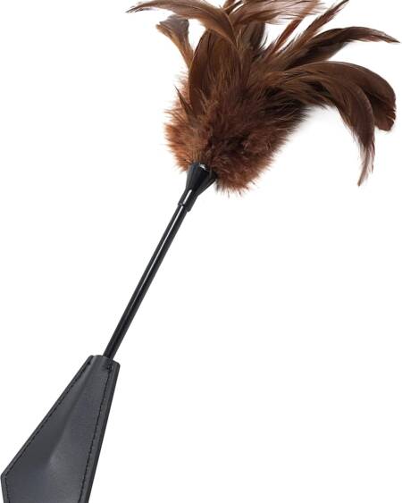 Feather Ticklers Teasers, Faux Feather Crop French Tickler 15″ for Play, Brown
