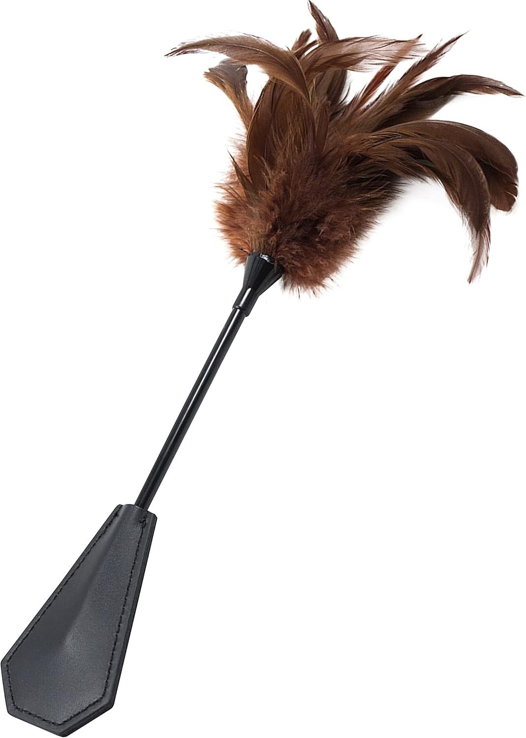 Feather Ticklers Teasers, Faux Feather Crop French Tickler 15" for Play, Brown