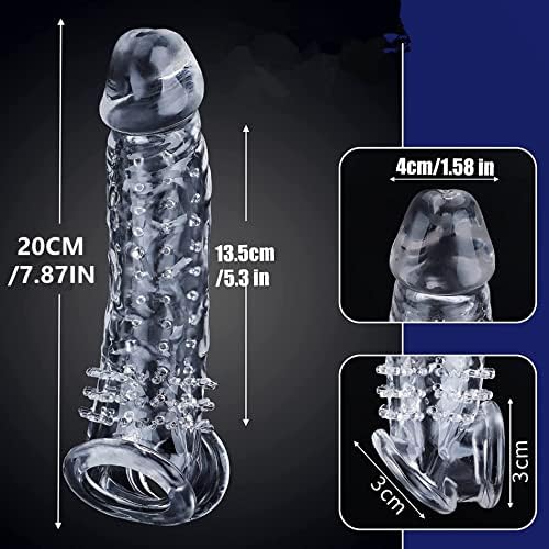 2Sets Soft Realistic Sleeve Extender Sheath for Men Male Enhancement Extension Sleeve Massage Couples Toys Transparent - Image 3