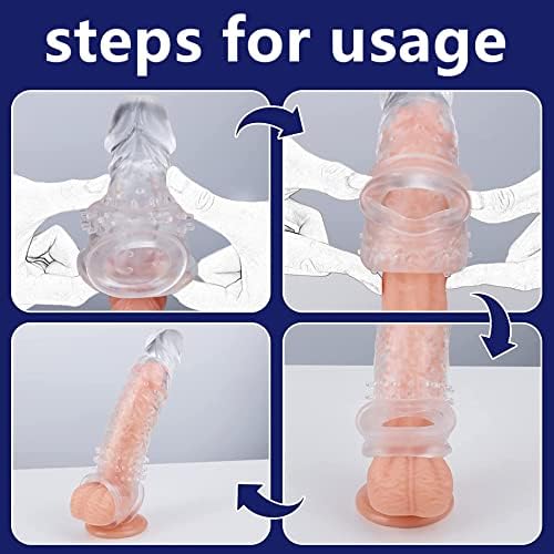 2Sets Soft Realistic Sleeve Extender Sheath for Men Male Enhancement Extension Sleeve Massage Couples Toys Transparent - Image 4